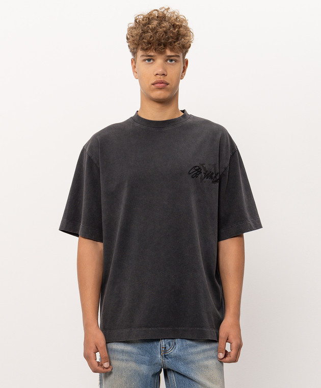 Off-White Сіра футболка Stroke 2 Arrow 44MAA120F26J00I зображення 3
