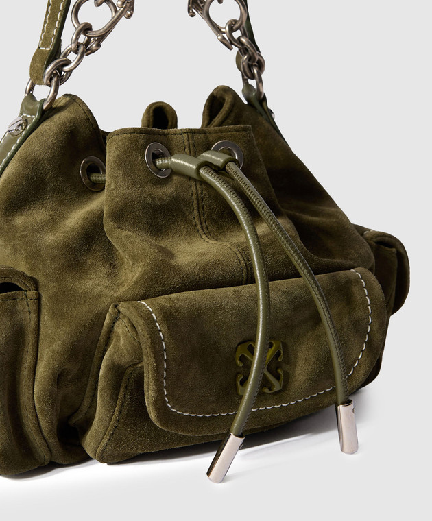Off-White Зеленая замшевая сумка-кисет Dumbo OWMY002F25LEA003 изображение 5