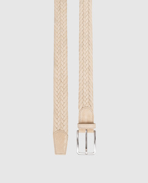 Canali Бежевый замшевый плетеный ремень KB0044050C