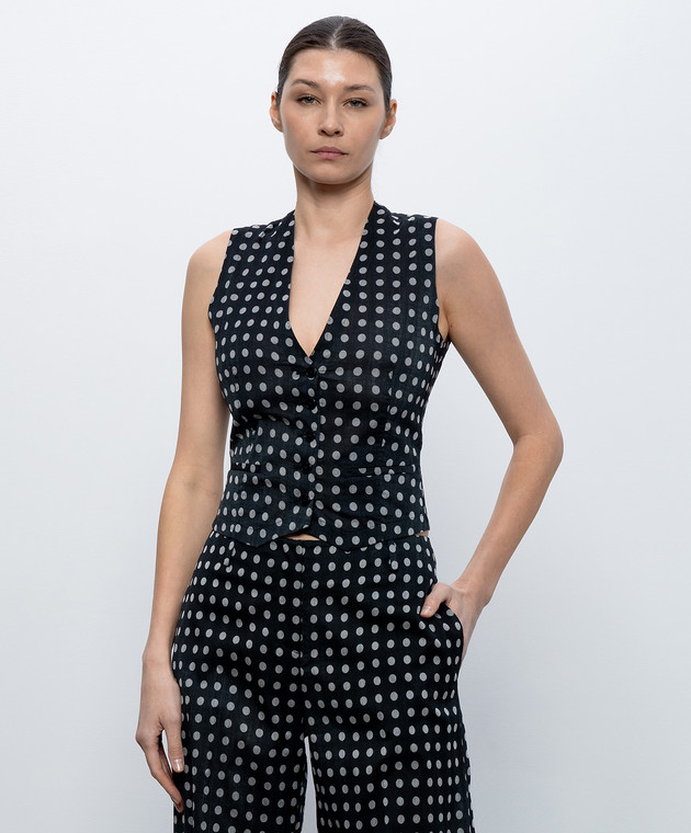 Ermanno Scervino Черный жилет из шелка в горох D486N700XPN изображение 3