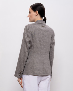 Peserico Серый двубортный жакет из шерсти и льна A0171205814