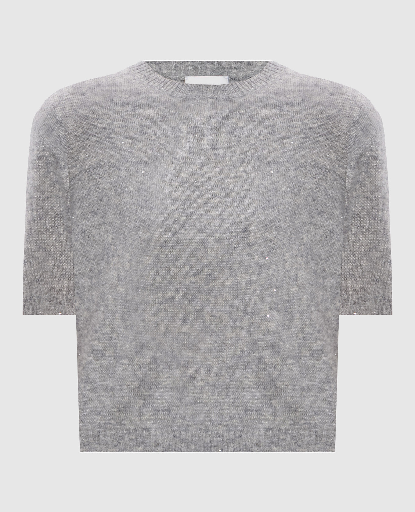 

Серый топ из кашемира и шелка с пайетками, Топы