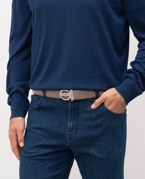 Stefano Ricci Бежевый замшевый ремень с логотипом N381SDC554P