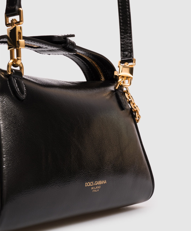 Dolce&Gabbana Черная кожаная глянцевая грусть-мини Vittoria с подвесками BB7889A0070 изображение 4