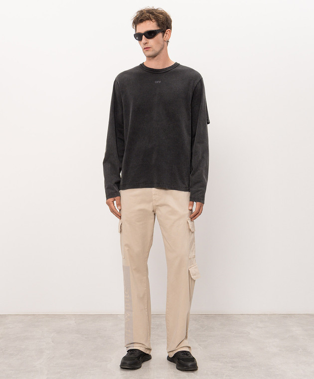 Off-White Черные брюки карго с принтом логотипа 44MCF04PF26F001 изображение 2