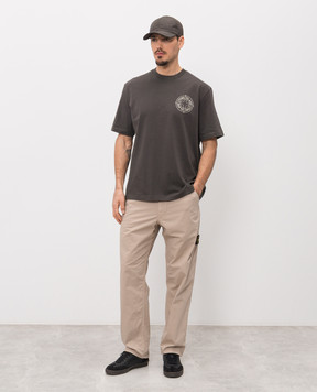 Stone Island Коричневая футболка с фактурным принтом L1S152100001S0284