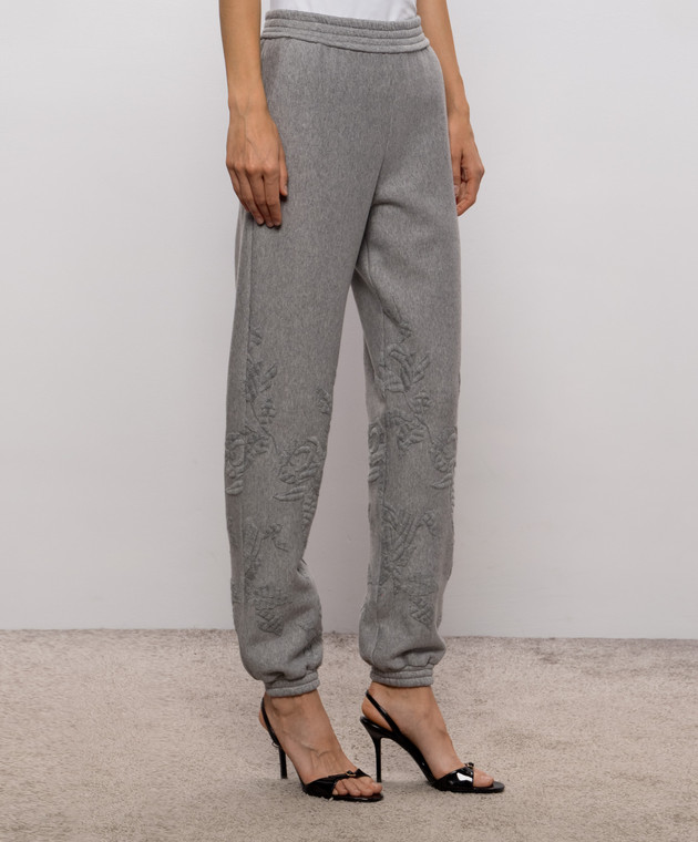 Ermanno Scervino Life Серые меланжевые джоггеры с вышивкой D494P601HKS изображение 3