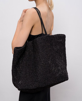 The Row Черная плетеная сумка Barn с рафией W2074WL6