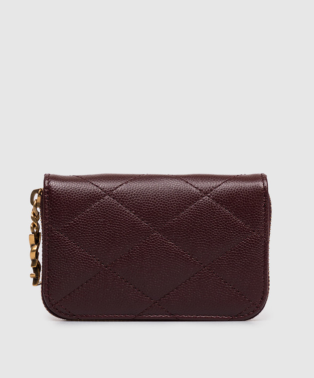 Saint Laurent Бордовый кожаный стеганный портмоне Cassandre 862443AAGA8 изображение 2