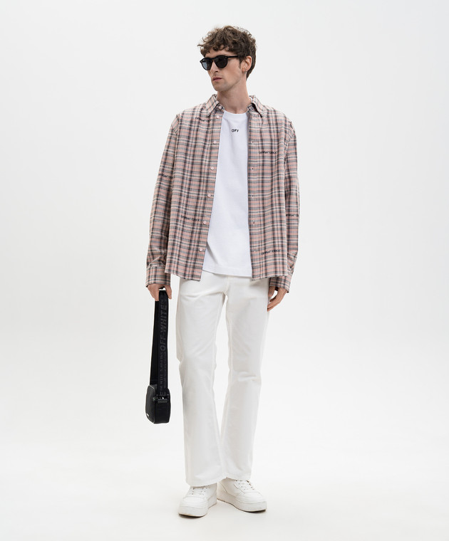 Off-White Розовая рубашка в узор с вышивкой логотипа 44XGE04MS26F001 изображение 2