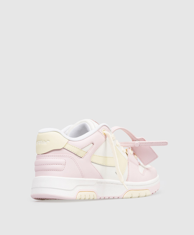 Off-White Дитячі рожеві шкіряні кросівки Out Of Office з логотипом OGIA007S26LEA001 зображення 3
