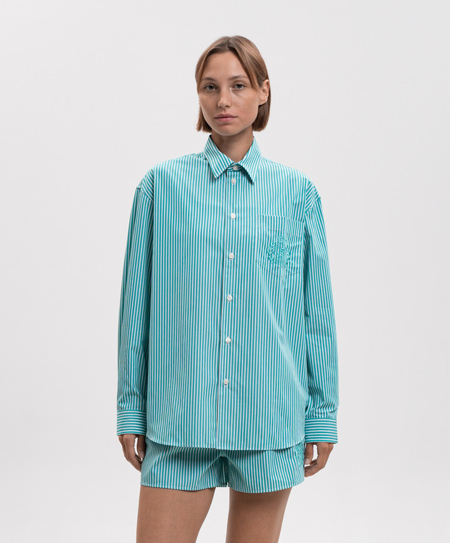 Sporty & Rich Зеленая рубашка в полоску Amalfi SI006712243GR62 изображение 3