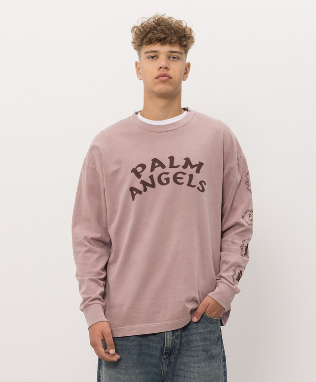 Palm Angels Рожевий лонгслів з принтом Devil Herald PAMAB001JR001m зображення 3
