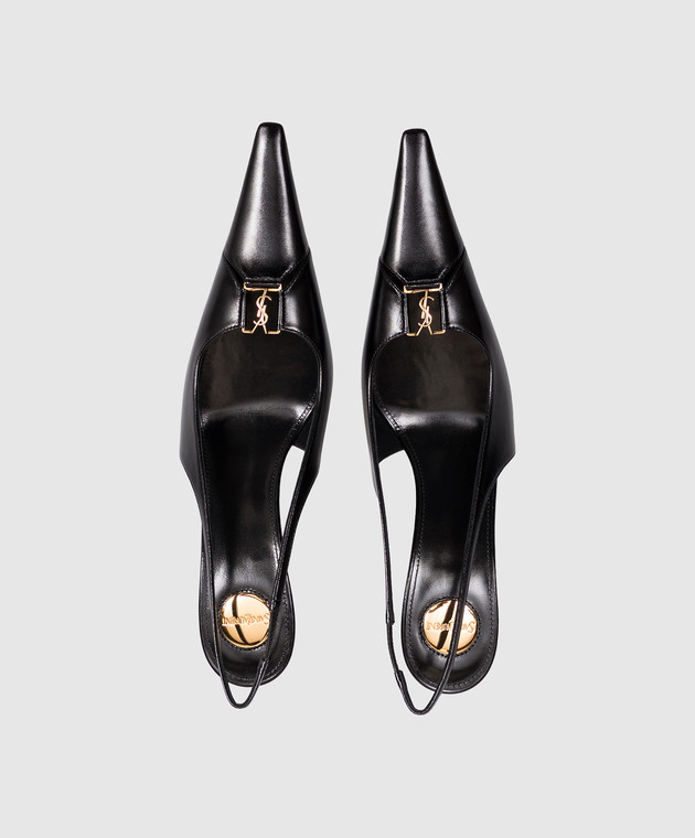 Saint Laurent Чорні шкіряні слінгбеки BABYLONE BRETEUIL 858966AAEHI зображення 4