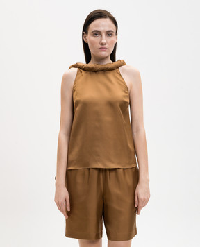 Loulou de Saison Коричневий топ WILMA із шовку WILMA