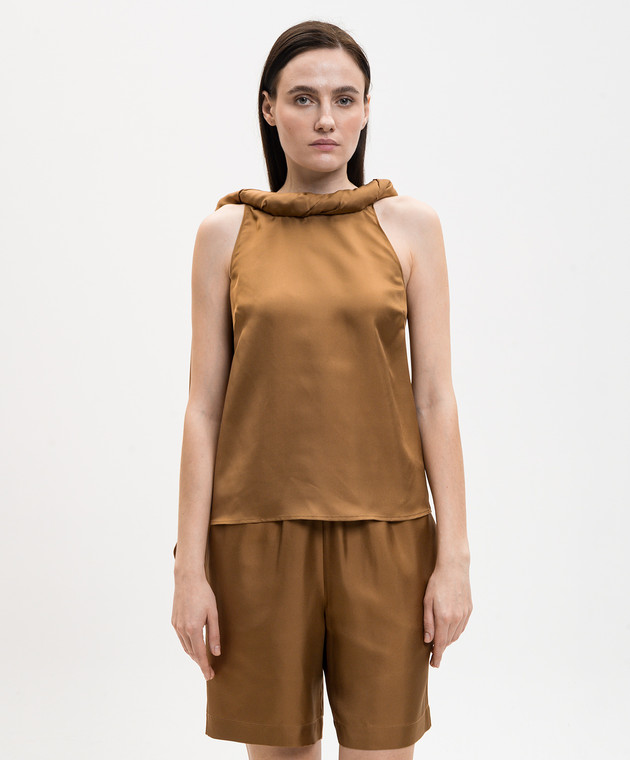 Loulou de Saison Коричневый топ WILMA из шелка WILMA изображение 3