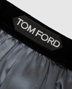 Tom Ford Серые трусы-боксеры из шелка с нашивкой логотипа T4LE41010