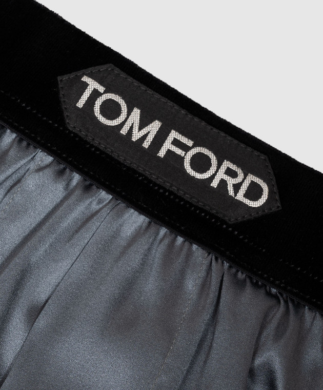 Tom Ford Серые трусы-боксеры из шелка с нашивкой логотипа T4LE41010 изображение 2