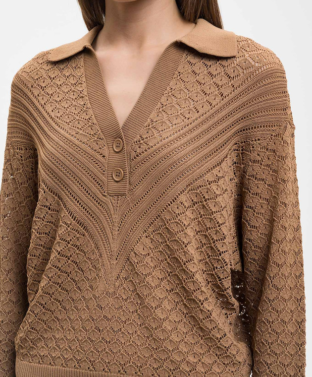 Twinset Коричневий ажурний пуловер 261LL3AAA зображення 5