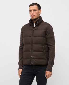 Enrico Mandelli Коричневий пуховий жилет з вовни і кашеміру 2T772A5804