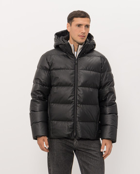Moncler Черный кожаный пуховик L20911A0015759839