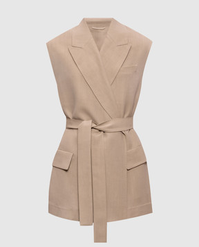 Brunello Cucinelli Бежевый жилет на запах со льном MH1267754