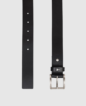 Ami Paris Черный кожаный ремень с фактурной эмблемой UBL205AL0140w