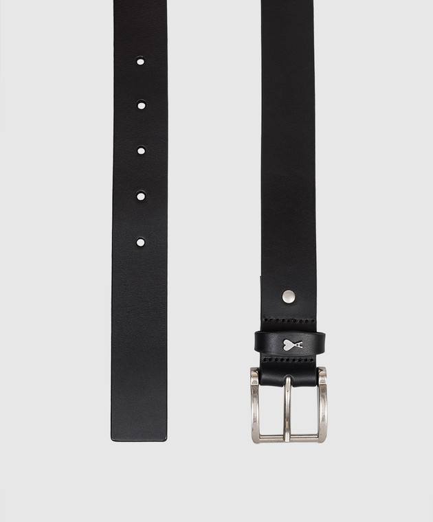 Ami Paris Чорний шкіряний ремінь з фактурною емблемою UBL205AL0140w зображення 3