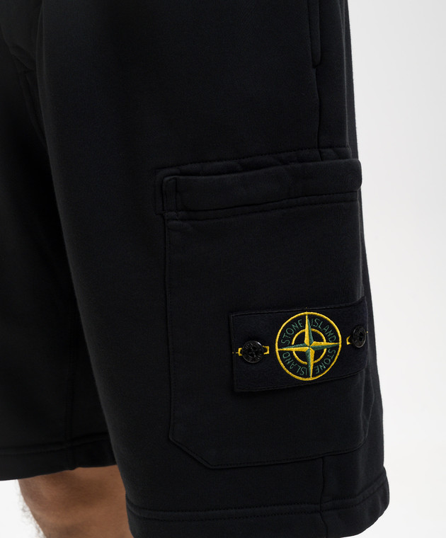 Stone Island Чорні шорти з патчем логотипа L1S156200011S0051 зображення 5