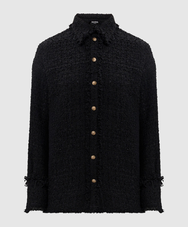 Balmain Чорна твідова сорочка HF1HD005XM07