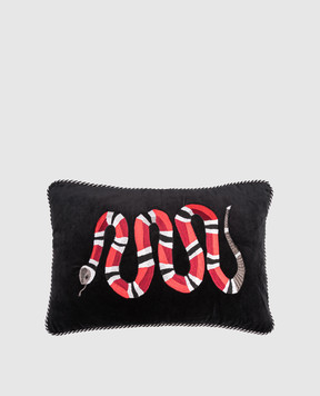 Les Ottomans Черная декоративная бархатная подушка с шелком EBC6940X60