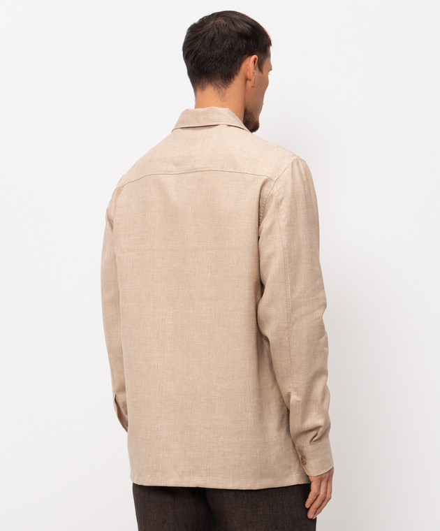 Stefano Ricci Бежевая рубашка из льна, шерсти и шелка SP008138B127HA изображение 4