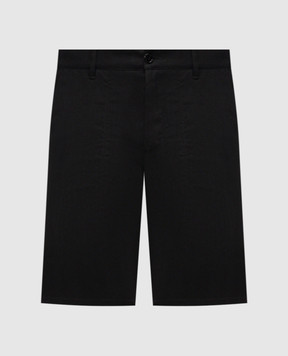 Stefano Ricci Черные шорты из льна и шелка с логотипом патча M8T6100060TXFIL