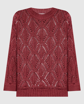 Peserico Бордовий ажурний джемпер з паєтками A99054F0309110