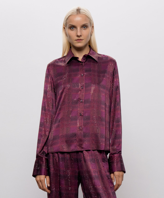 Ermanno Scervino Розовая блуза из шелка с кристаллами D492K363CTWWK изображение 3