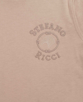 Stefano Ricci Детская коричневая футболка с вышивкой логотипа YNH6101510803