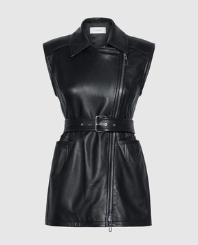 Max Mara Sportmax Чорна шкіряна сукня FAVELLA на блискавці SPXFAVELLA