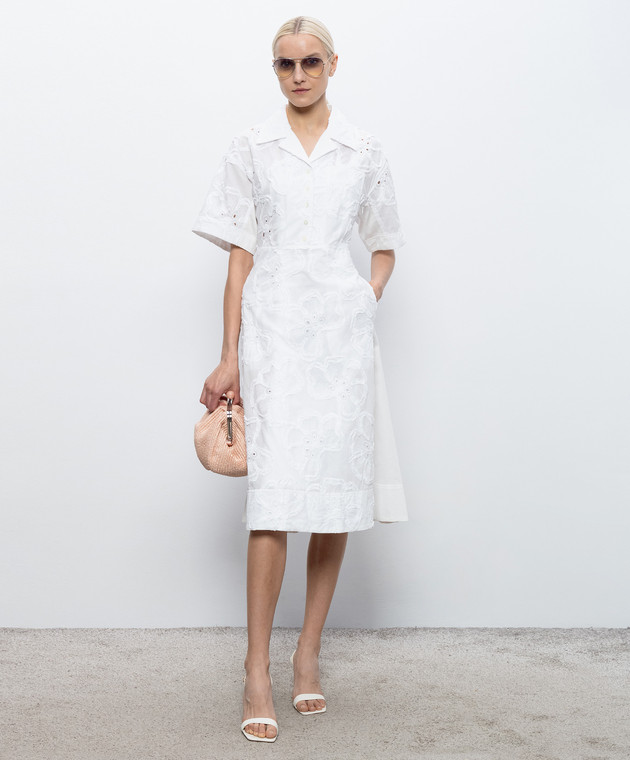 3.1 Phillip Lim Белое платье-рубашка с цветочным узором S26291083TFE изображение 2