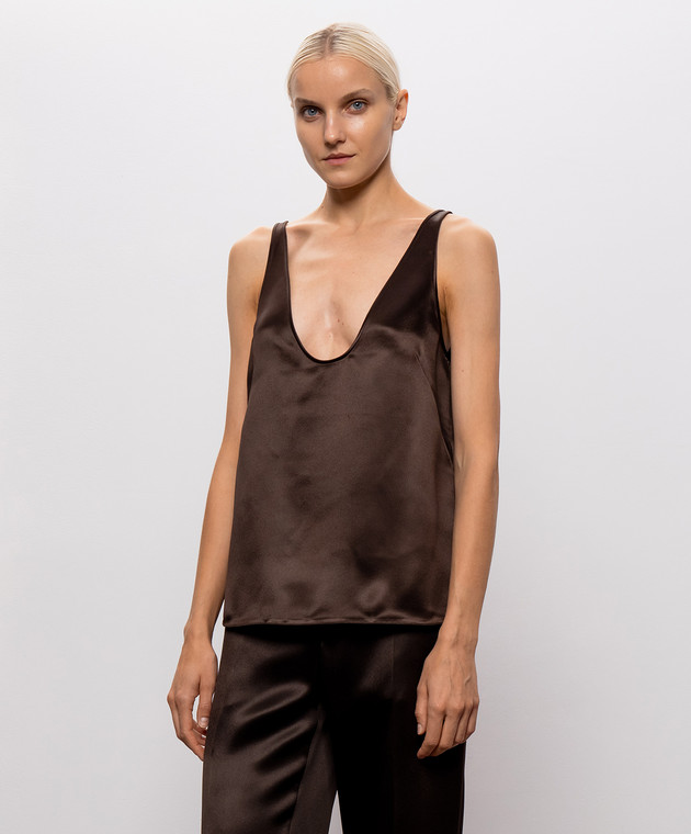 Tom Ford Коричневый топ из шелка TS2179FAX1868 изображение 3