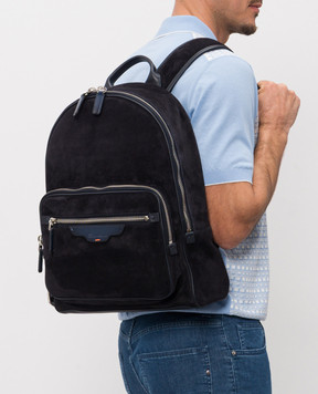 Santoni Синій замшевий рюкзак з тисненням логотипа UIBBA2364ENASNQ