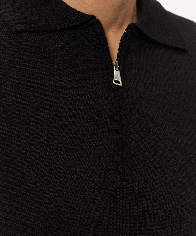 Cashmere&Whiskey Черное поло из шерсти, шелка и кашемира 474Z изображение 5
