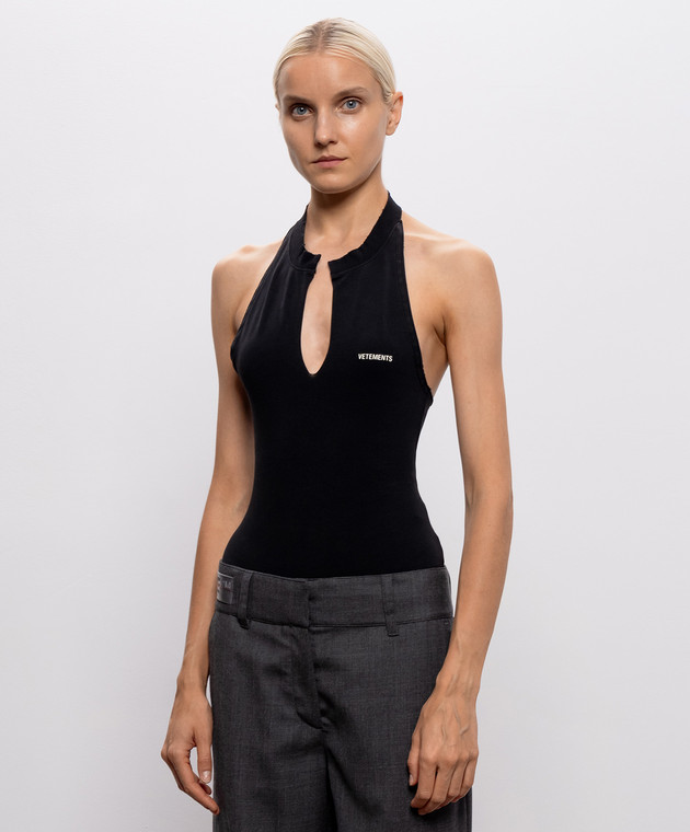 Vetements Черное боди с открытой спиной WH27BO162B изображение 3