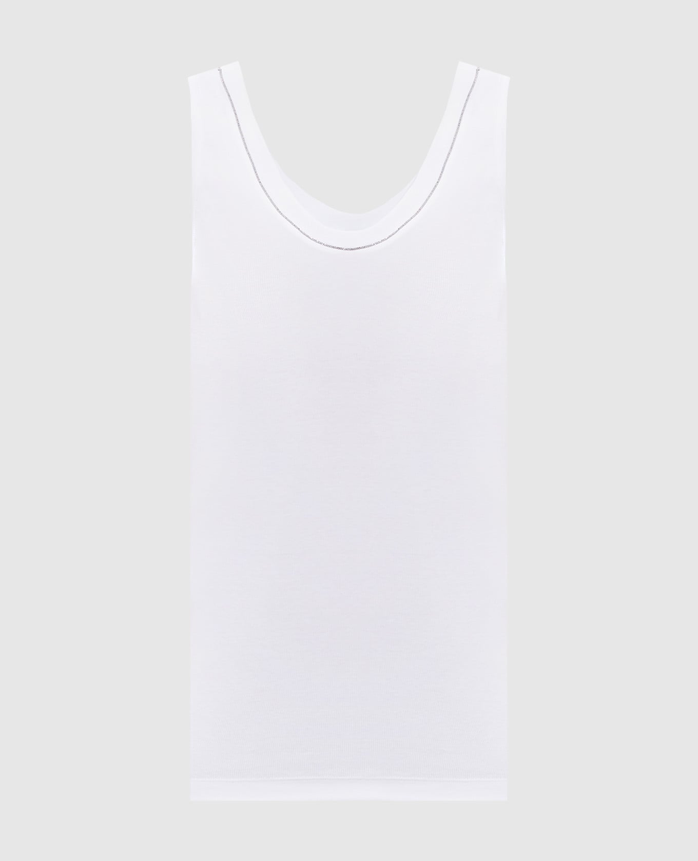 Белый топ в рубчике с цепочкой мониль