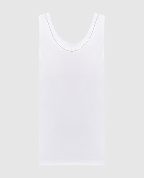 Brunello Cucinelli Белый топ в рубчике с цепочкой мониль M0TC8BJ312