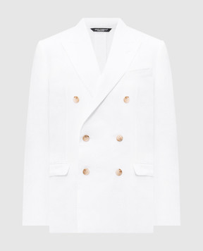 Dolce&Gabbana Білий двобортний піджак з льону G2NW1TGK326