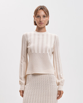 Twinset Бежевый джемпер с ажурным узором 262TP3124