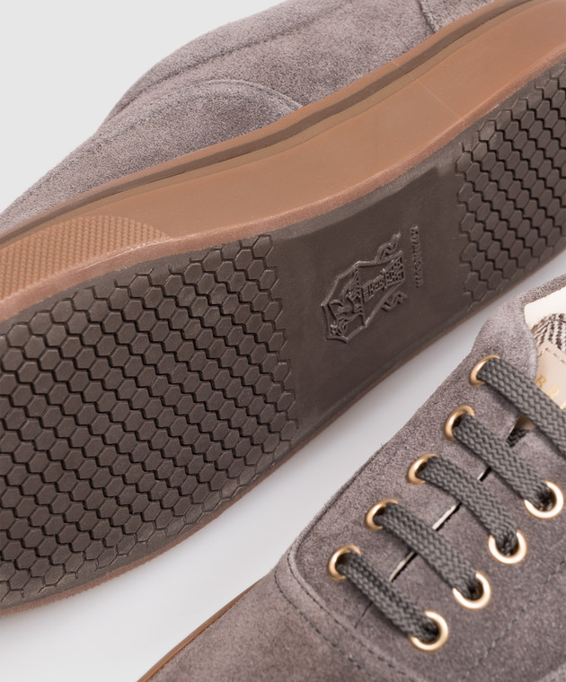 Brunello Cucinelli Серые замшевые кеды MZUEIVZ354 изображение 5