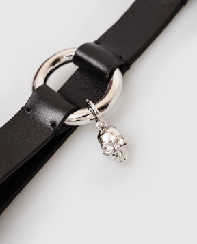 Alexander McQueen Чорний шкіряний брелок з черепом 8577721AAWL