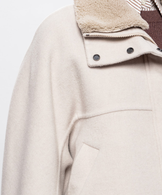 Brunello Cucinelli Куртка цвета айвори из шерсти и кашемира с мехом MD5327555 изображение 5