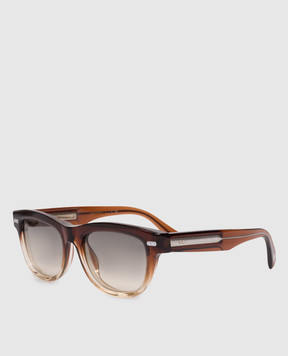 Brunello Cucinelli Коричневые солнцезащитные очки Stanley J с гравировкой логотипа MOCSTEMS17